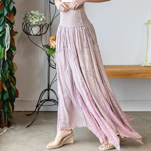 064 Oli & Hali Lilac Washed Lace Inset Maxi Skirt NWOT Size Large - Picture 11 of 11